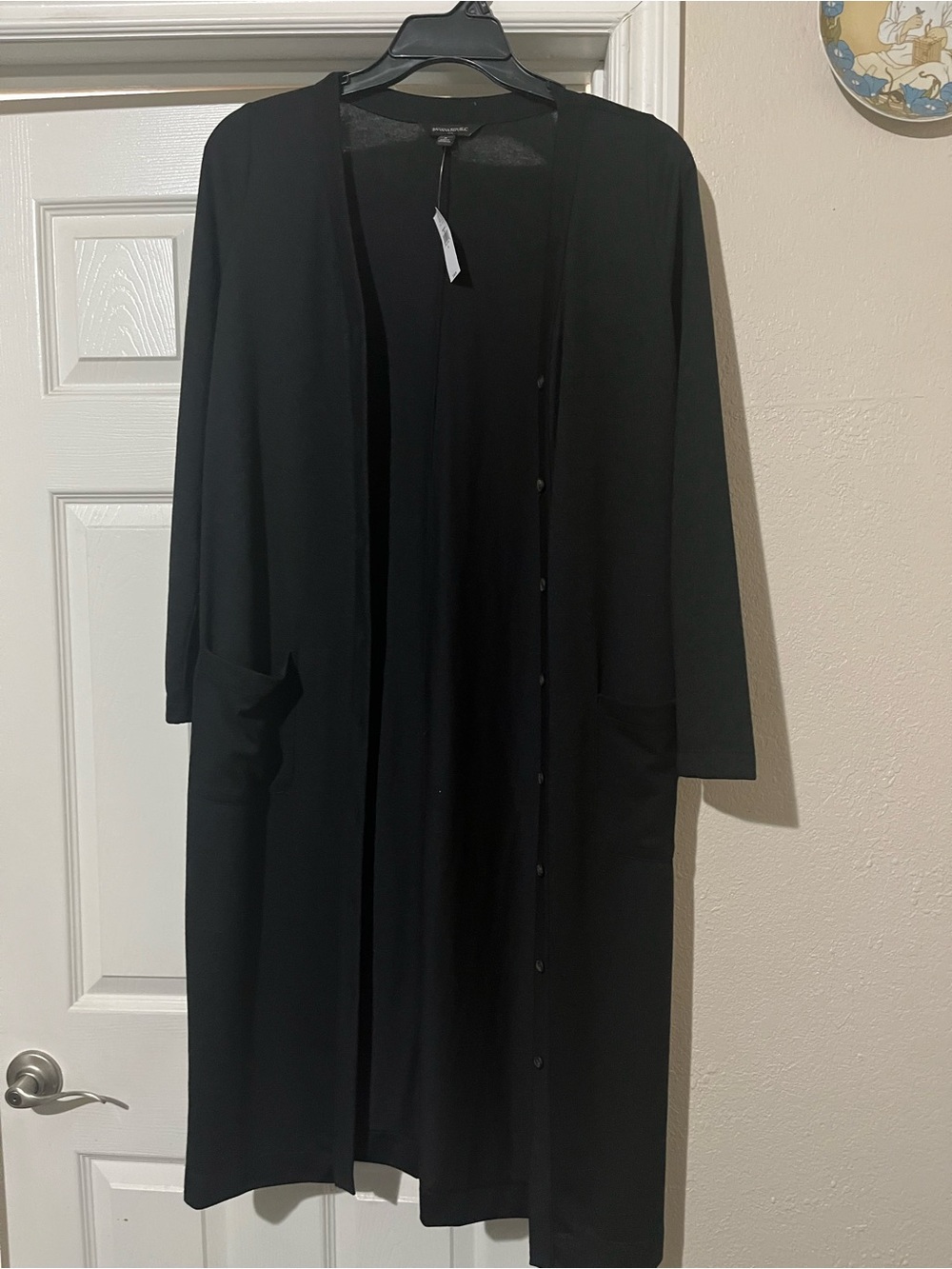 NWT Banana Republic Black Longline Cardigan with Pockets